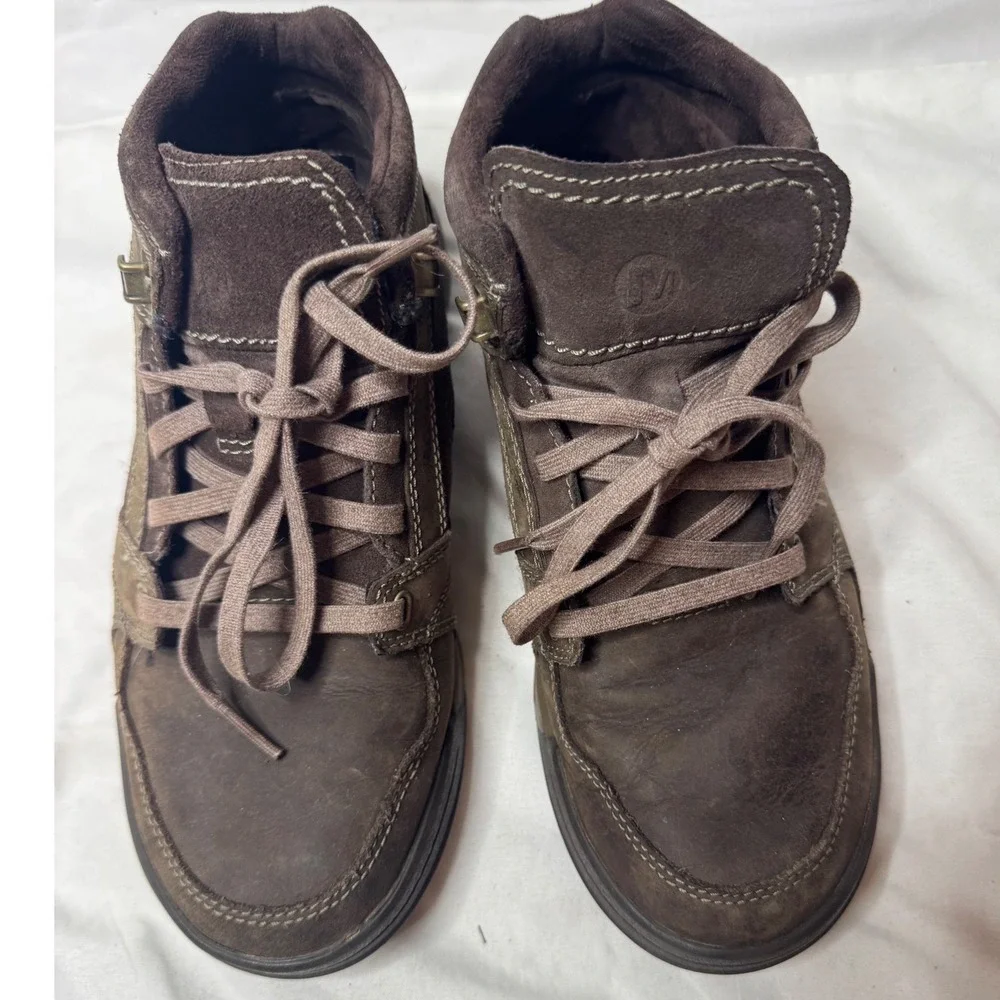 Merrell Espresso Mens Leather Suede Mid Top Sneakers Brown J49585 Size 7